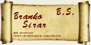 Branko Sirar vizit kartica